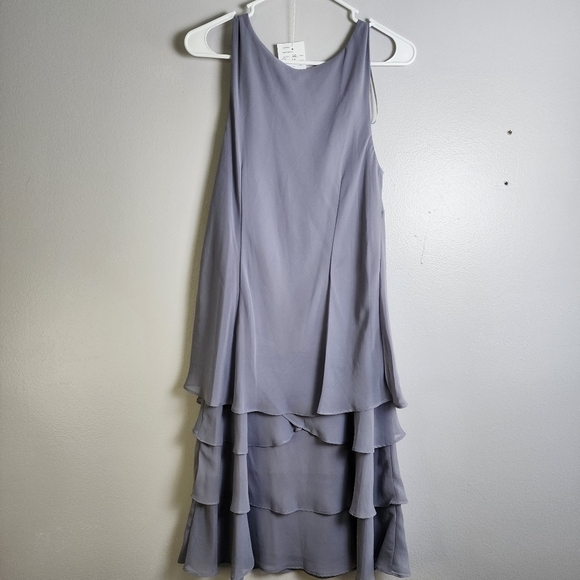 SL Fashions SLNY Women's Concrete Grey Tiered Chiffon Cocktail Dress NWT Size 10 - Picture 12 of 15